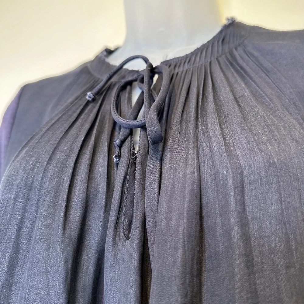 Dolan | Anthro Lucille Pleated Tie Neck Gothcore Witchy Peasant Blouse - Picture 5 of 13